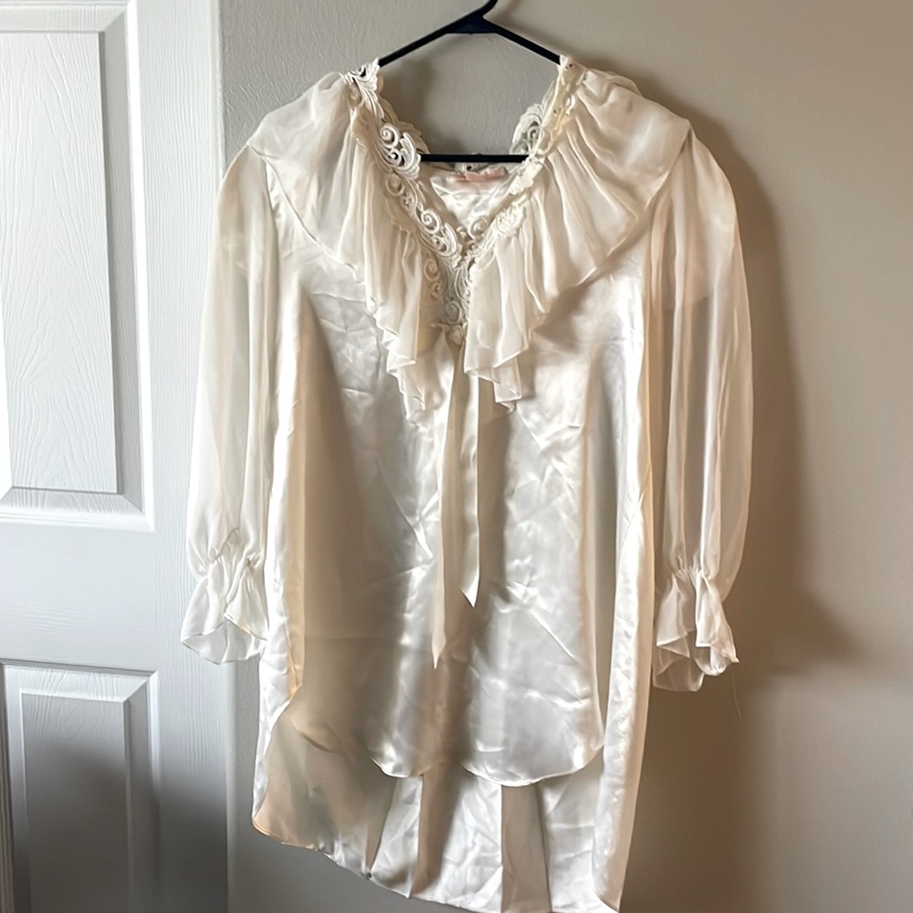 Sheer and satin women’s blouse
